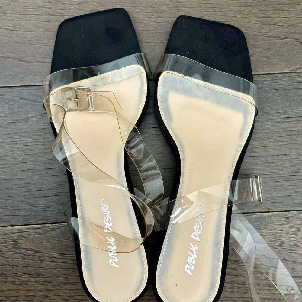 Public Desire Clear Strap Black Heels